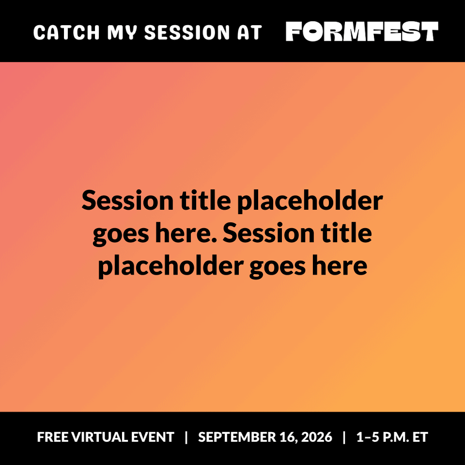 Graphic template for FormFest2026 speaker